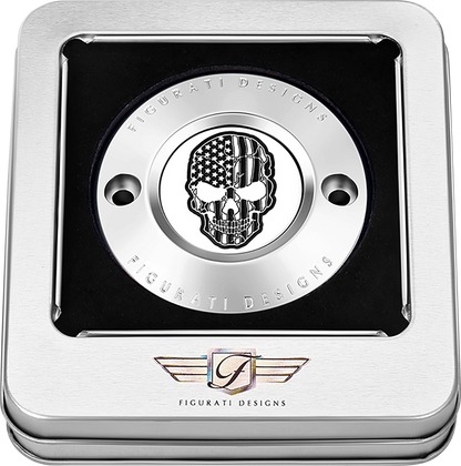 FIGURATI DESIGNS Timing Cover - 2 Hole - Skull - Contrast Cut - Stainless Steel FD27-TC-2H-SS