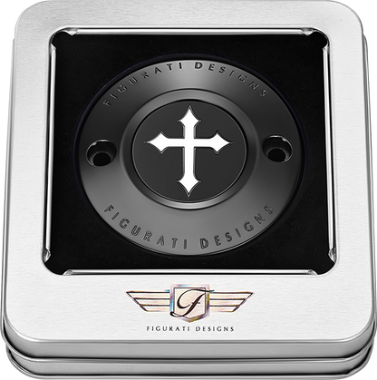 FIGURATI DESIGNS Timing Cover - 2 Hole - Cross - Black FD41-TC-2H-BLK