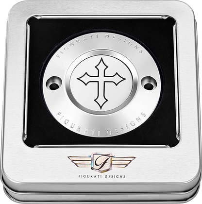 FIGURATI DESIGNS Timing Cover - 2 Hole - Cross - Stainless Steel FD41-TC-2H-SS