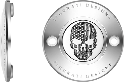 FIGURATI DESIGNS Timing Cover - 2 Hole - Skull - Contrast Cut - Stainless Steel FD27-TC-2H-SS