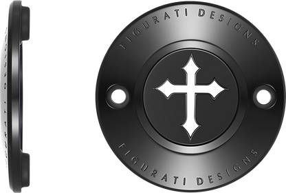 FIGURATI DESIGNS Timing Cover - 2 Hole - Cross - Black FD41-TC-2H-BLK
