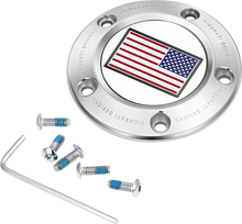 FIGURATI DESIGNS Timing Cover - 5 Hole - American Flag - Reversed - Stainless Steel FD20-TC-5H-SS