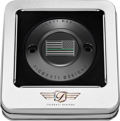 FIGURATI DESIGNS Timing Cover - 2 Hole - Green Line American Flag - Black FD72-TC-2H-BLK
