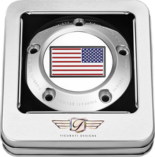 FIGURATI DESIGNS Timing Cover - 5 Hole - American Flag - Reversed - Stainless Steel FD20-TC-5H-SS