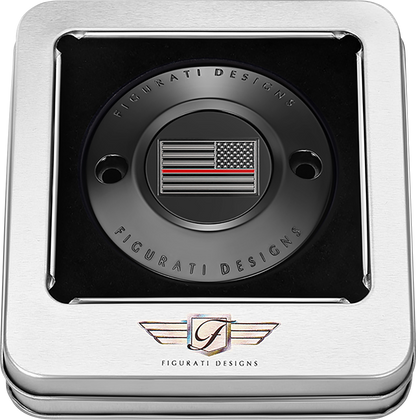 FIGURATI DESIGNS Timing Cover - 2 Hole - Red Line American Flag - Black FD75-TC-2H-BLK