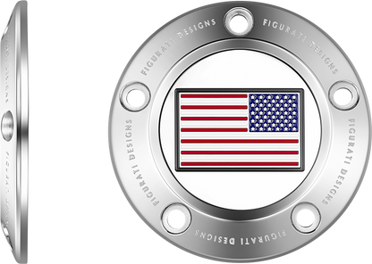 FIGURATI DESIGNS Timing Cover - 5 Hole - American Flag - Reversed - Stainless Steel FD20-TC-5H-SS