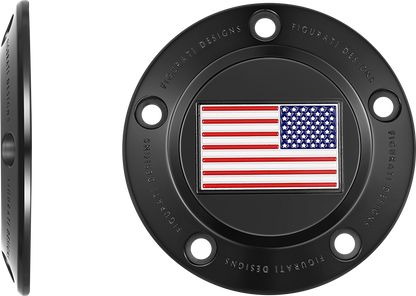 FIGURATI DESIGNS Timing Cover - 5 Hole - American Flag - Reversed - Black FD21R-TC-5H-BLK