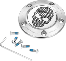 FIGURATI DESIGNS Timing Cover - 5 Hole - Skull - Contrast Cut - Stainless Steel FD27-TC-5H-SS