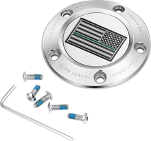 FIGURATI DESIGNS Timing Cover - 5 Hole - Green Line American Flag - Stainless Steel FD72-TC-5H-SS
