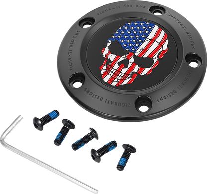 FIGURATI DESIGNS Timing Cover - 5 Hole - Skull - Black FD25-TC-5H-BLK