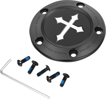 FIGURATI DESIGNS Timing Cover - 5 Hole - Cross - Black FD41-TC-5H-BLK