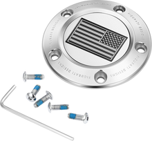 FIGURATI DESIGNS Timing Cover - 5 Hole - American Flag - Contrast Cut - Stainless Steel FD26R-TC-5H-SS