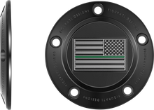 FIGURATI DESIGNS Timing Cover - 5 Hole - Green Line American Flag - Black FD72-TC-5H-BLK