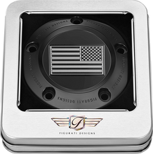 FIGURATI DESIGNS Timing Cover - 5 Hole - American Flag - Contrast Cut - Black FD26R-TC-5H-BLK