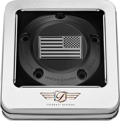 FIGURATI DESIGNS Timing Cover - 5 Hole - American Flag - Contrast Cut - Black FD26R-TC-5H-BLK