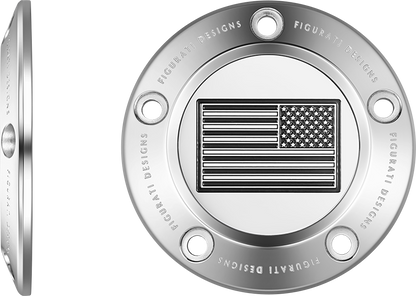 FIGURATI DESIGNS Timing Cover - 5 Hole - American Flag - Contrast Cut - Stainless Steel FD26R-TC-5H-SS