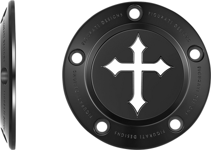 FIGURATI DESIGNS Timing Cover - 5 Hole - Cross - Black FD41-TC-5H-BLK