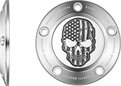 FIGURATI DESIGNS Timing Cover - 5 Hole - Skull - Contrast Cut - Stainless Steel FD27-TC-5H-SS