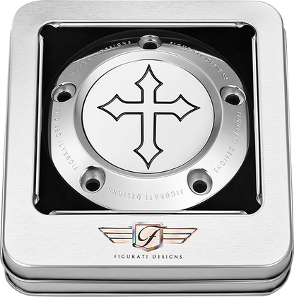FIGURATI DESIGNS Timing Cover - 5 Hole - Cross - Stainless Steel FD41-TC-5H-SS
