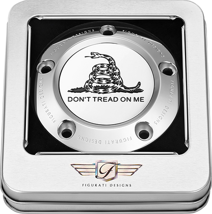 FIGURATI DESIGNS Timing Cover - 5 Hole - Don't Tread on Me - Stainless Steel FD40-TC-5H-SS