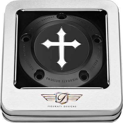 FIGURATI DESIGNS Timing Cover - 5 Hole - Cross - Black FD41-TC-5H-BLK