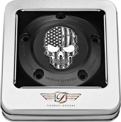 FIGURATI DESIGNS Timing Cover - 5 Hole - Skull - Contrast Cut - Black FD28-TC-5H-BLK