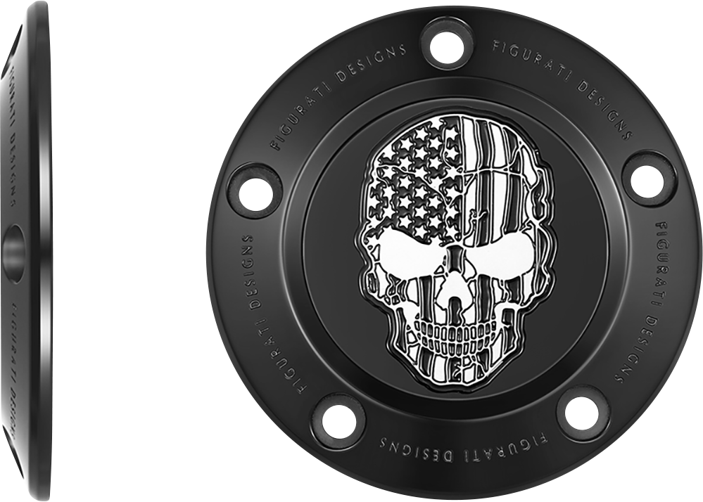 FIGURATI DESIGNS Timing Cover - 5 Hole - Skull - Contrast Cut - Black FD28-TC-5H-BLK