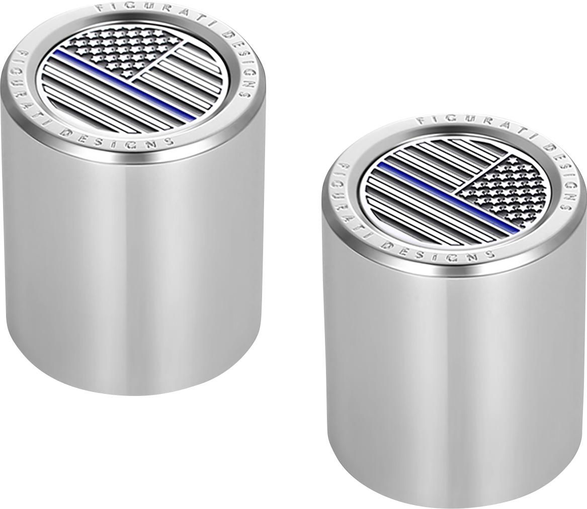 FIGURATI DESIGNS Docking Covers - American Flag - Blue Line - Short - Silver FD70-DC-2530-SS
