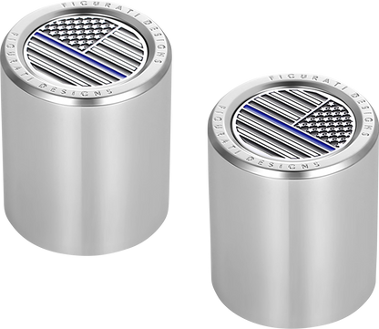 FIGURATI DESIGNS Docking Covers - American Flag - Blue Line - Short - Silver FD70-DC-2530-SS