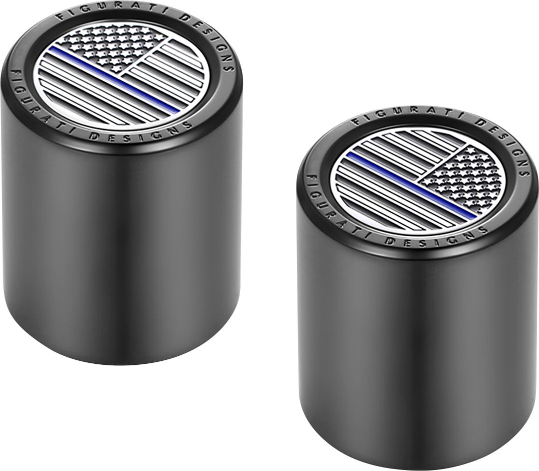 FIGURATI DESIGNS Docking Covers - American Flag - Blue Line - Short - Black FD71-DC-2530-BK