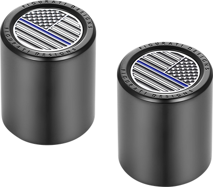 FIGURATI DESIGNS Docking Covers - American Flag - Blue Line - Short - Black FD71-DC-2530-BK