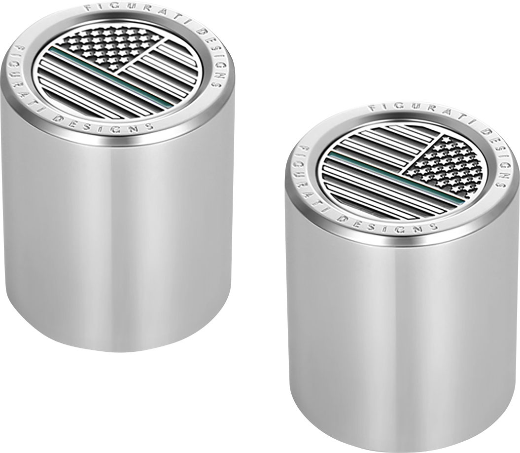 FIGURATI DESIGNS Docking Covers - American Flag - Green Line - Short - Silver FD72-DC-2530-SS
