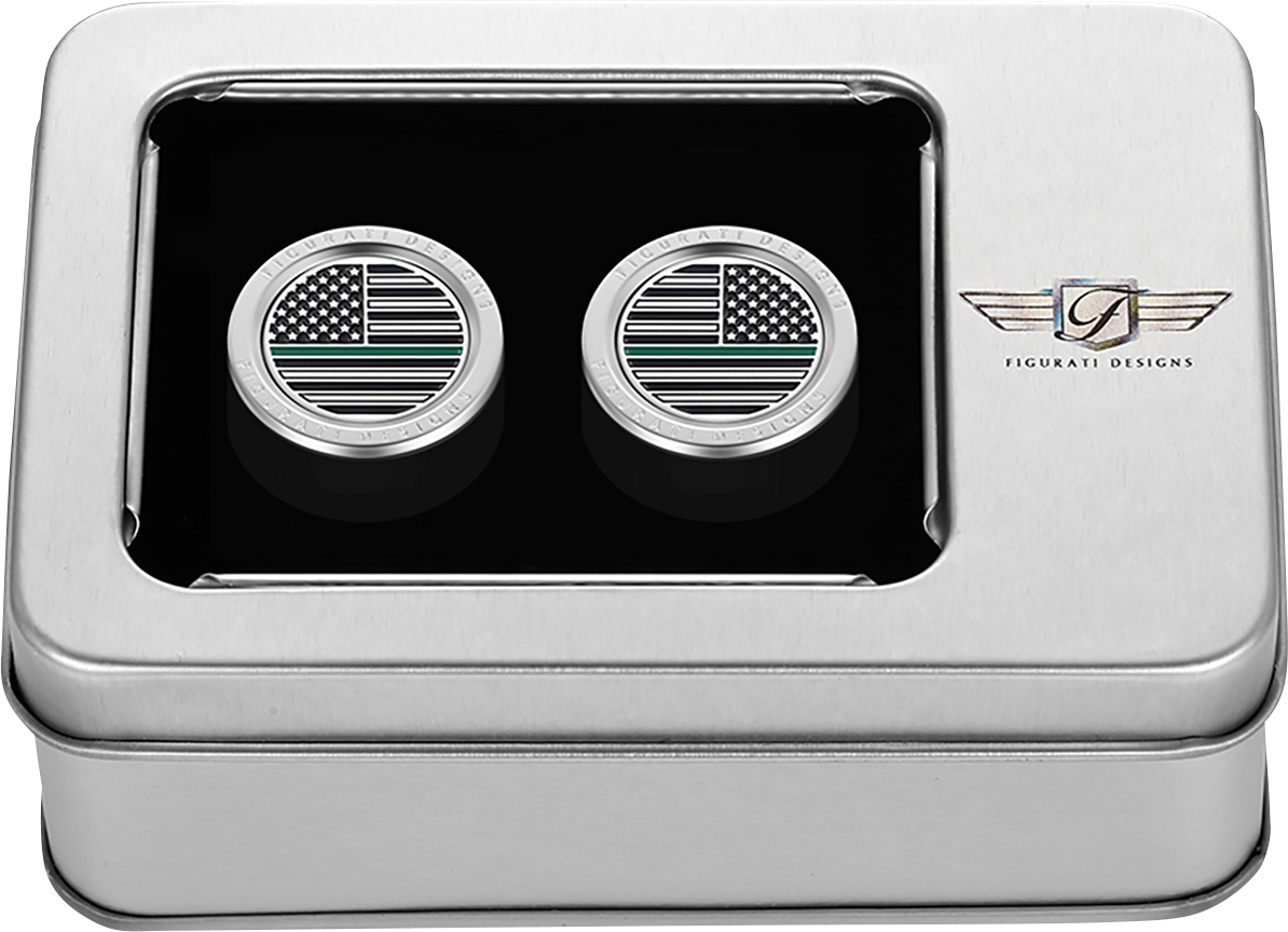 FIGURATI DESIGNS Docking Covers - American Flag - Green Line - Short - Silver FD72-DC-2530-SS