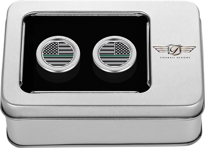 FIGURATI DESIGNS Docking Covers - American Flag - Green Line - Short - Silver FD72-DC-2530-SS