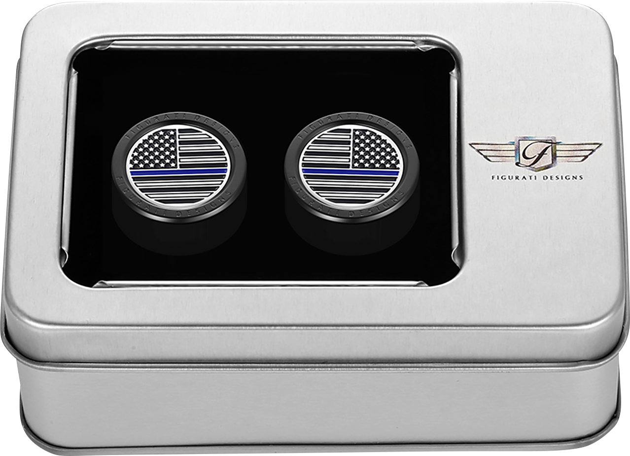 FIGURATI DESIGNS Docking Covers - American Flag - Blue Line - Short - Black FD71-DC-2530-BK