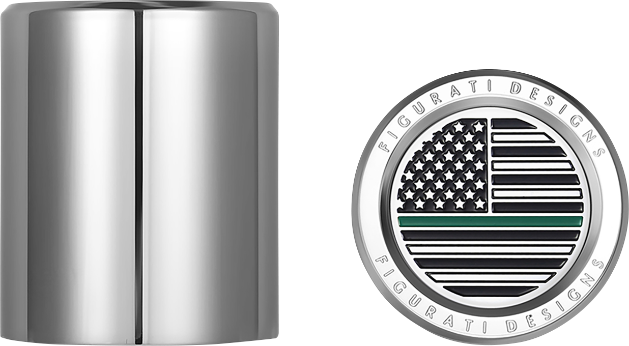 FIGURATI DESIGNS Docking Covers - American Flag - Green Line - Short - Silver FD72-DC-2530-SS