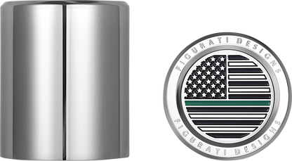FIGURATI DESIGNS Docking Covers - American Flag - Green Line - Short - Silver FD72-DC-2530-SS