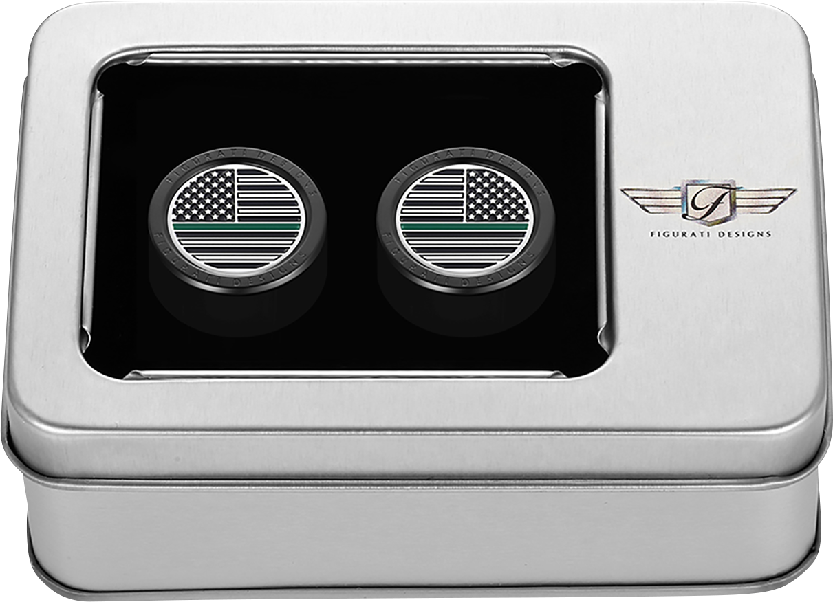 FIGURATI DESIGNS Docking Covers - American Flag - Green Line - Short - Black FD72-DC-2530-BK