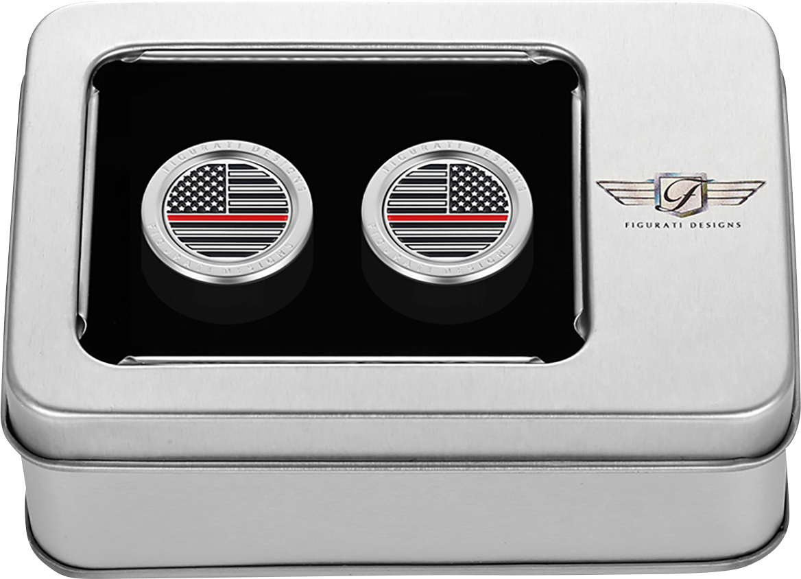 FIGURATI DESIGNS Docking Covers - American Flag - Red Line - Short - Silver FD73-DC-2530-SS