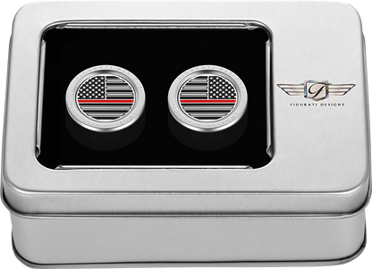 FIGURATI DESIGNS Docking Covers - American Flag - Red Line - Short - Silver FD73-DC-2530-SS