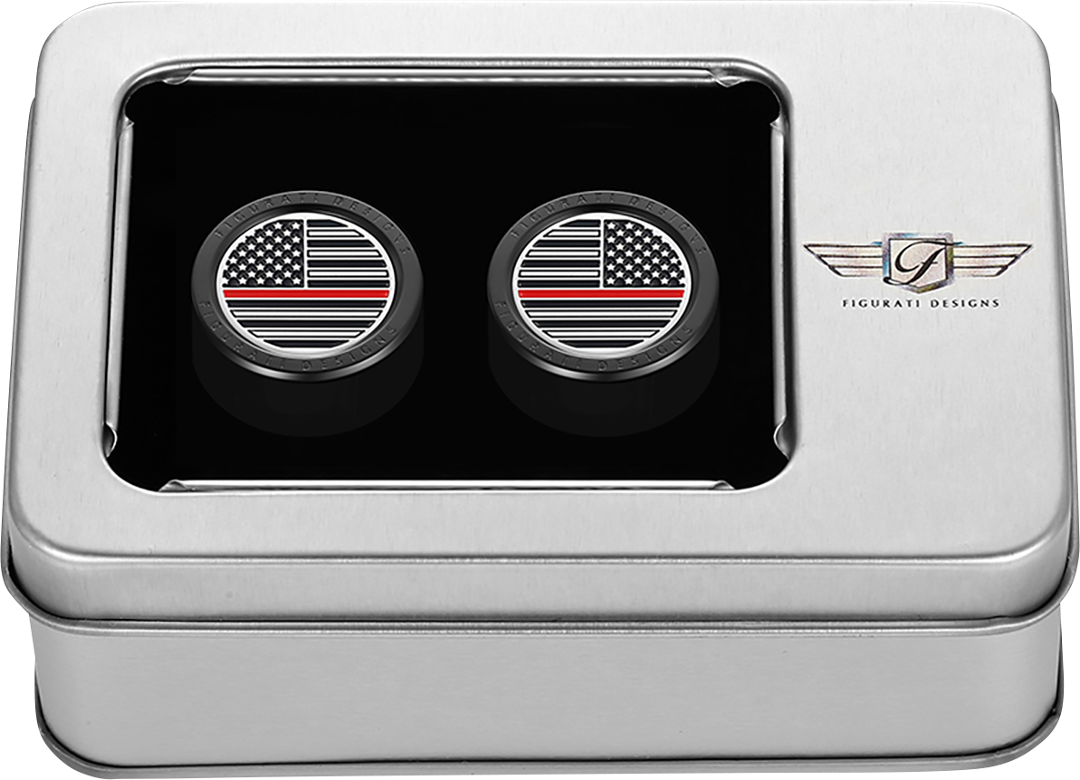 FIGURATI DESIGNS Docking Covers - American Flag - Red Line - Short - Black FD75-DC-2530-BK