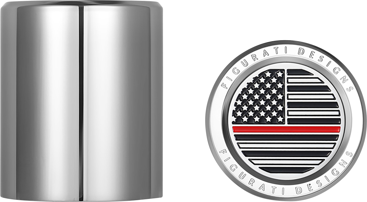 FIGURATI DESIGNS Docking Covers - American Flag - Red Line - Short - Silver FD73-DC-2530-SS