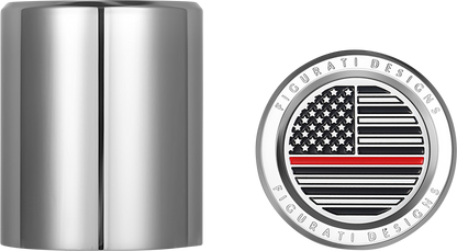 FIGURATI DESIGNS Docking Covers - American Flag - Red Line - Short - Silver FD73-DC-2530-SS