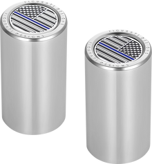 FIGURATI DESIGNS Docking Covers - American Flag - Blue Line - Long - Silver FD70-DC-2545-SS