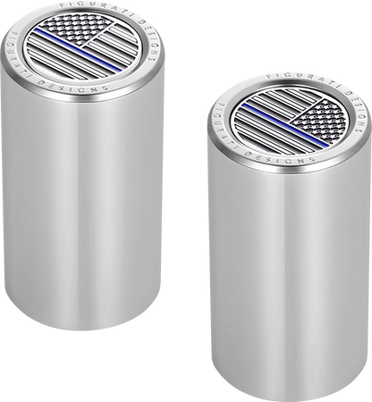 FIGURATI DESIGNS Docking Covers - American Flag - Blue Line - Long - Silver FD70-DC-2545-SS