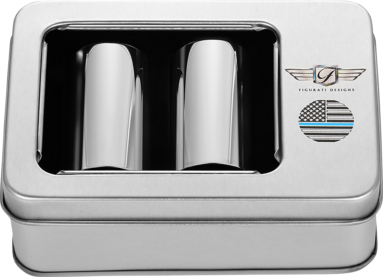 FIGURATI DESIGNS Docking Covers - American Flag - Blue Line - Long - Silver FD70-DC-2545-SS