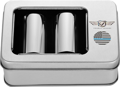 FIGURATI DESIGNS Docking Covers - American Flag - Blue Line - Long - Silver FD70-DC-2545-SS