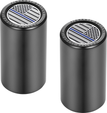 FIGURATI DESIGNS Docking Covers - American Flag - Blue Line - Long - Black FD71-DC-2545-BK