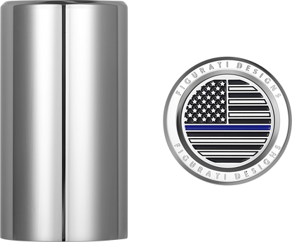 FIGURATI DESIGNS Docking Covers - American Flag - Blue Line - Long - Silver FD70-DC-2545-SS