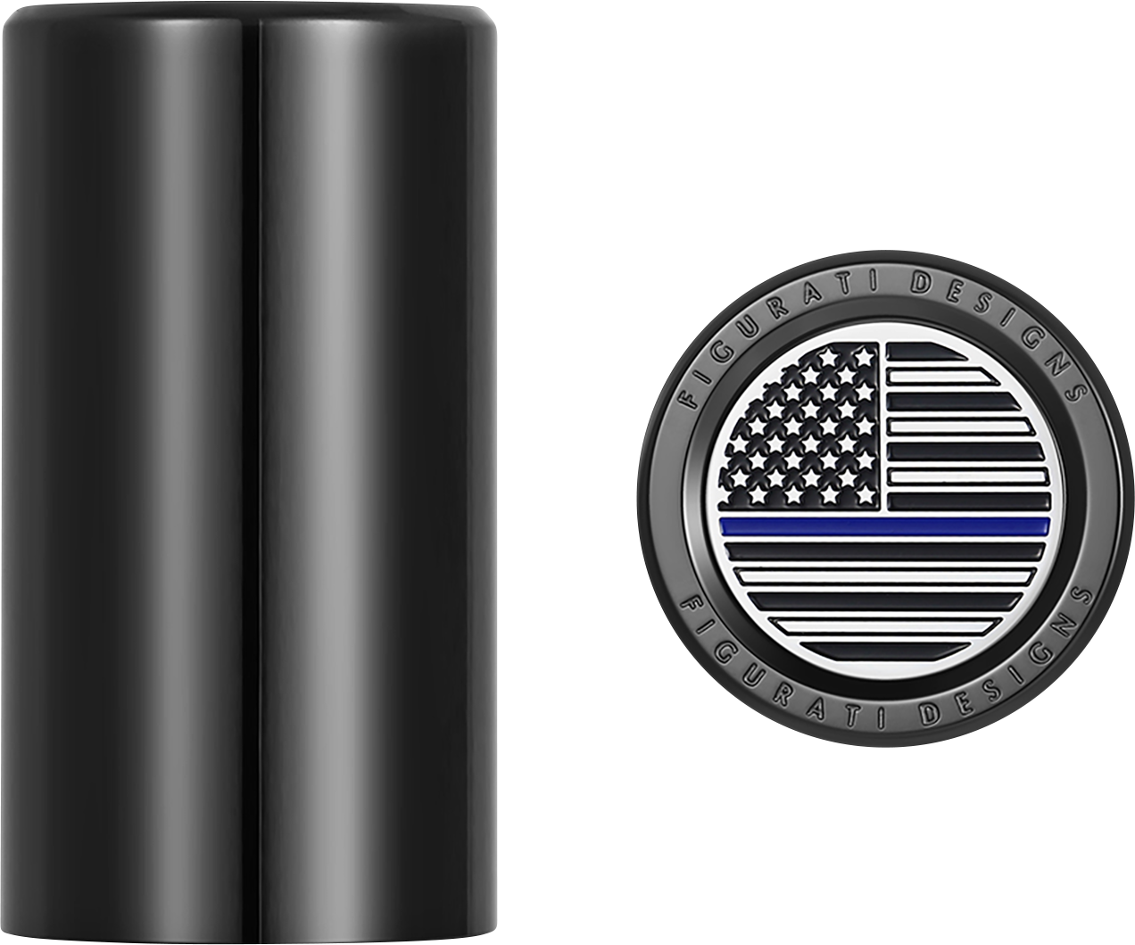 FIGURATI DESIGNS Docking Covers - American Flag - Blue Line - Long - Black FD71-DC-2545-BK